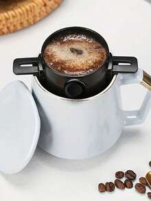 1pc Stainless Steel Reusable Coffee Filter Funnel, Portable Foldable Pour Over Coffee Dripper - Multicolor - View 6
