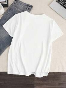 "I'M NOT A LADY (Well, I Am)" Funny And Humorous Graphic T-Shirt In Spanish, Sexy  Dog Print T-Shirt, Casual Summer Round Neck Plus Size T-Shirt For Women, Suitable For Everyday Wear - 白色的 - 查看 2