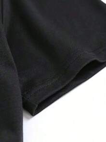 Plus-Size Sheer Short-Sleeved T-Shirt With A Mother's Day Print, Perfect For Casual Women's Stretch Tops. An Ideal Choice For Everyday Wear In Spring And Summer. Makes A Great Birthday Gift For Mothers And Sisters. - 黑色 - 查看 6