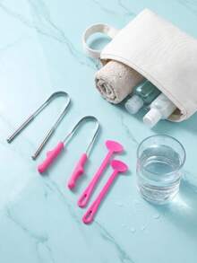 Bộ 4 dụng cụ cạo lưỡi, thép không gỉ 304+420, dụng cụ làm sạch lưỡi hai loại, khử mùi hôi miệng, bộ dụng cụ chăm sóc răng miệng chuyên nghiệp, dụng cụ làm thơm miệng và vệ sinh răng miệng, thích hợp sử dụng hàng ngày và khi đi du lịch. - Màu Hồng Tươi - Xem 6