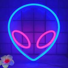 1pc Creative Geometric Gamepad & Alien Planet Neon Sign Decor, LED Neon Art Decoration Suitable For Gaming Room, Bar, Computer Room, Shop, Multifunctional Wall Hanging Decor With Switch Control, USB Powered, Plastic Material, Great For Bedroom, Gaming Area, Birthday Gift - Multicolor - View 9