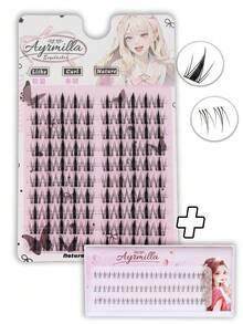 100 Clusters Spiky Cat Eye Lash Clusters, Dramatic D Curl Individual False Eyelashes, Manga Anime Style Segmented Lashes, Thick & Curled, Soft Fiber, Easy DIY, Reusable, Ideal For Cosplay, Party, And Bold Makeup Looks - C - View 8