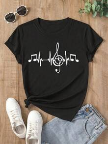 Athleisure Style Sports T-Shirt With Black And White Striped Print, Simple And Casual Style With Round Neck And Short Sleeves, Soft And Comfortable, Suitable For Both Sports And Casual Wear, (Polyester) Cotton Fabric, Machine Washable A01-0321671, Moisture-Wicking Gym Casual Wear. - 黑色 - 查看 7