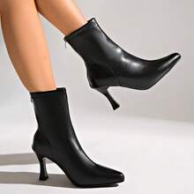 Botas de mujer estilo británico 2026 nuevas primavera/otoño botas talla grande con cremallera lateral botas Chelsea para otoño/invierno - Negro - Ver 1
