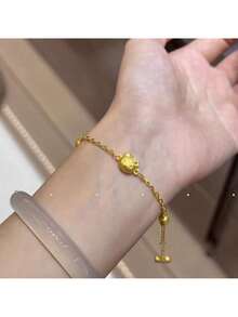 SANRIO 1 chiếc vòng tay nữ kiểu dáng mới về, mặt dây chuyền hình mèo KT nơ xinh xắn. - Vàng - Xem 4