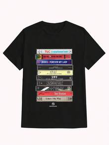 1 Piece Pure Cotton Printed T-Shirt 180g, Hip Hop Style Lauryn Hill The Miseducation Of Caste, Casual Print, Comfortable And Versatile, With Letter Pattern, 100% Cotton - 黑色 - 查看 1