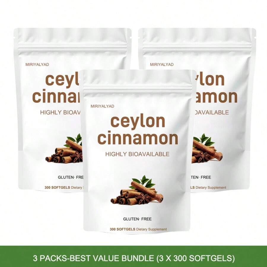 MIRIYALYAD Ceylon Cinnamon Softgels, Highly Bioavailable Natural Supplement, Gluten Free,  Daily Wellness Dietary Capsules - 3pcs - View 1