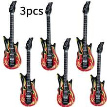 3pcs Inflatable Flame Guitar Photo Props, Inflatable Musical Instruments, 80s 90s Rock Party Decor, Guitar Accessories, Retro Party Supplies For Concerts, Bachelor Parties, Birthday Parties, Weddings And Gatherings - One Size - View 10