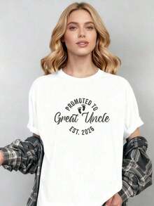 Promoted To Primo-Cuatro 2026 Women's Graphic Print T-Shirt Top Women's Blouses > Clothing - 白色 - 查看 2