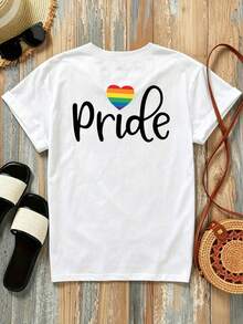 New 180g Short-Sleeved T-Shirt, 1% Cotton, With Front And Back Prints - Pride, Pride Month - Fashionable Printed T-Shirt For Women, Short-Sleeved, Suitable For All Seasons,  Clothing - Can Be Worn As A Base Layer In Spring And Autumn Or Alone In Summer, Unisex. - 白色 - 查看 2