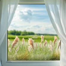 1 pieza Pegatina de vidrio con diseño inspirado en la naturaleza de juncos, autoadhesiva y removible, decoración para entrada, balcón y ventanas - Multicolor - Ver 7