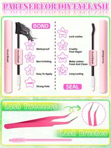 Eimny 450 piezas Kit de extensión de pestañas DIY - 4 estilos de pestañas en racimo de dibujos animados y ojos de gato | Pestañas individuales D-Curl de 10-16 mm | Pestañas postizas esponjosas y segmentadas 3D | Set profesional reutilizable de racimos de pestañas, adecuado para uso diario, citas y fiestas - Multicolor - Ver 11