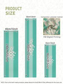 1pc,Bohemian Style,Simple Striped Pattern Table Runner,Microwave Dust Cover,Protective Cover,Rectangular Tablecloth,Washable,Suitable For Home Dinner,Coffee Table,Kitchen And Dining Room Decor,Dining Table Decoration Party And Scene Decor,Home Decor,Outdoor Patio Table Runner Decor,Entryway Decor,Fireplace Cloth - Mint Green - View 3