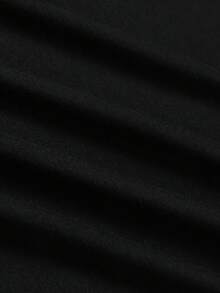 Camiseta Básica Diaria para Mujer, Cuello Redondo, Holgada y Cómoda, Manga Corta - Negro - Ver 4