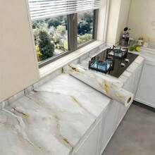 Self-Adhesive Marble Peel And Stick Wallpaper Roll, Removable Vinyl Sticker, Suitable For Living Room, Kitchen, Bedroom, Dorm - Waterproof DIY Wall Decor, Faux Stone, Removable - Marble Pattern - View 6