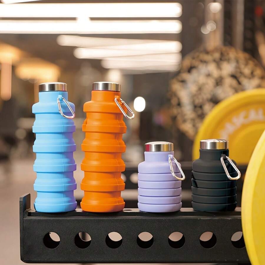 1 Portable Folding Cup, Foldable Silicone Water Cup, Reusable 16 Ounces, Lightweight Leak-Proof Portable Travel Water Bottle, Suitable For Travel, Camping, Hiking, Sports, And Outdoor Activities.Father's Day Gift - 軍綠色 - 查看 1