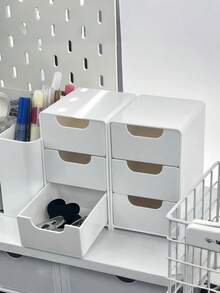Mini 3-Tier Drawer Storage Box Multifunctional And Durable Cosmetic Storage Box For Use Office Study Bedroom School Desktop Stationery Storage Box Summer Bedroom Decor Back To School Essential Storage For Dormitory Student Miscellaneous - Multicolor - View 9