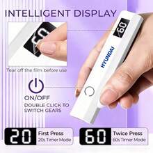 HYUNDAI Lampada portatile per polimerizzazione gel per unghie, essiccatore per unghie, lampada essiccatrice per unghie mini USB, lampada UV LED a batteria 180mAh, adatta per polimerizzare tutti i gel per unghie, adatta per nail salon domestici - Bianco - Visualizzare 6