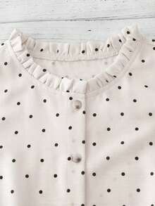 Blusa sin mangas de talla grande con estampado de lunares, tejido de bambú y nudo, de estilo de lino sintético, para primavera/verano - Beis - Ver 3