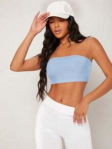 BASICS Top corto tubo sólido - Azul - Ver 6