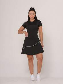 Conjunto Fitness Saia Com Blusinha Esportiva Moda Evangélica Para Treino Academia Pilates - Preto - Visão 3