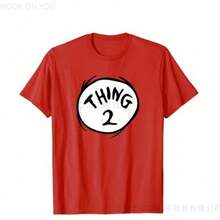 Nueva Camiseta de Comercio Exterior 2024 con Estampado de Letras THING, Top de Manga Corta para WISH - Rojo - madre - Ver 2