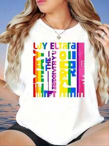 GraphicLjy Eltara Camiseta Unisex con Estampado Arcoíris 'The Way I Love You', Prenda de Moda Casual para Mujeres y Hombres, Camiseta de Mujer - Blanco - Ver 4