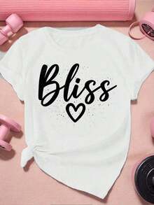 Camisetas gráficas para mujer, camiseta Bliss Heart Graphic para mujer, casual, de algodón suave, ajuste cómodo, transpirable, estilo hip-hop urbano, estampado gráfico único, camisetas de verano de algodón para mujer. - Blanco - Ver 3