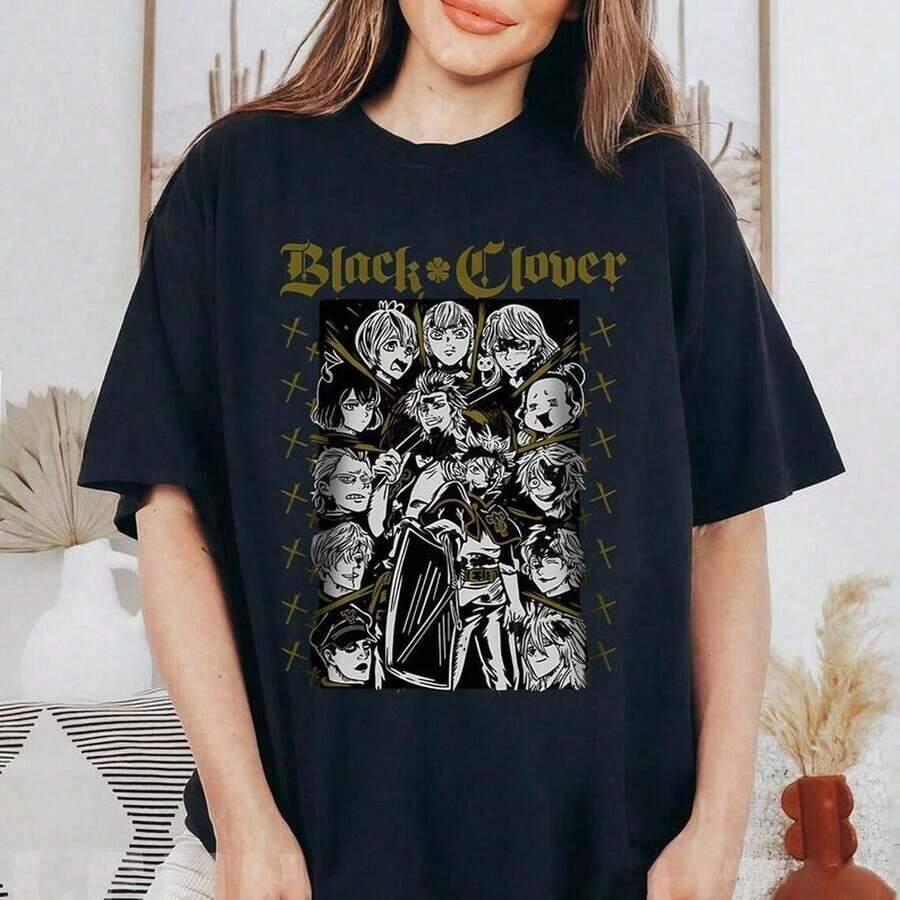 Camiseta de Anime Black Clover, Camiseta de Anime, Camiseta Unisex de Manga Japonesa, Camiseta de Anime Manga, Camiseta de Regalo Japonés, Regalo de Anime, Camiseta de Algodón de 220g Unisex, 100% Algodón, 220g, Ecológica. AptA1 Para todo tipo de perS1onas, ya sean mujeres o hombres. Tejido duradero de alta C1Alidad apto para todaS1 Las costuR1AS, suave al tacto pero duradero. Tops transpirables. Conjuntos de otoo para mujer. Conjuntos de vaC1Aciones para mujer. Disfraz de Halloween para mujer. Camiseta Y2k - Negro - Ver 1