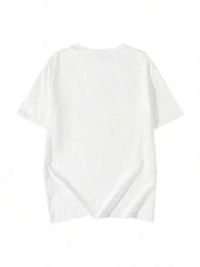 Camiseta Casual Negra de Manga Corta para Mujer con Diseño de Corazón de Lentejuelas, Cuello Redondo, Corte Regular, Top de Poliéster - Blanco - Ver 5