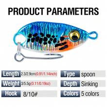 1Pc Ultralight Micro Fishing Spoon Set, 2.3cm/2.9cm Sinking Metal Baits With Simulation Fish Skin, Professional Glow Tackle For Trout, Crappie, Bluegill, And Small Sea Bass - S026 - View 3