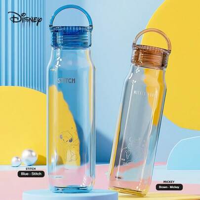 Disney Bình nước nhựa Tritan chất lượng cao, dung tích lớn, phù hợp cho bé gái, trẻ em, học sinh, có ống hút.