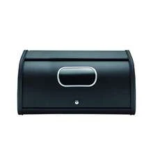 HILFA Stainless Steel Bread Box with Roll Up Lid with window For Easy Kitchen Counter Storage Bread Bin Holder 17.5X11.5X7.5 inch Matte Black SB330w-MB - Negro mate - Ver 9