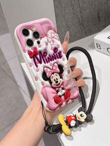 This Disney Mickey Mouse Lanyard Phone Case Is Fully Covered In TPU Material. It's Shockproof, Lightweight, And Compatible With IPhone17/16/11/13/15/15 Plus/15 Pro/15 Pro Max/12/14 Pro Max/11 Pro Max/12 Pro/12 Pro Max/13. This Phone Case Makes A Popular Birthday Gift Or Business Gift; It's Durable, Stain- And Fingerprint Resistant, And Suitable For Both Men And Women. The Set Also Includes A Mickey Mouse Phone Case And A Mickey Mouse Plush Bracelet. It's A Perfect Gift For Friends And Family. This Stylish Phone Case Is Fun, Lightweight, And Durable. IPhone17 Pro Max Phone Case, Minnie Mouse Phone Case. - 白色 - 查看 3