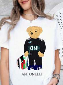 Women's Cotton T-Shirts Andrea Kimi Antonelli T-Shirt  Team Merch Race Day Outfit Gift For F1 Racing Fans Shirt For Kimi Antonelli Fan Basic Blouses For Women - 白色 - 查看 7