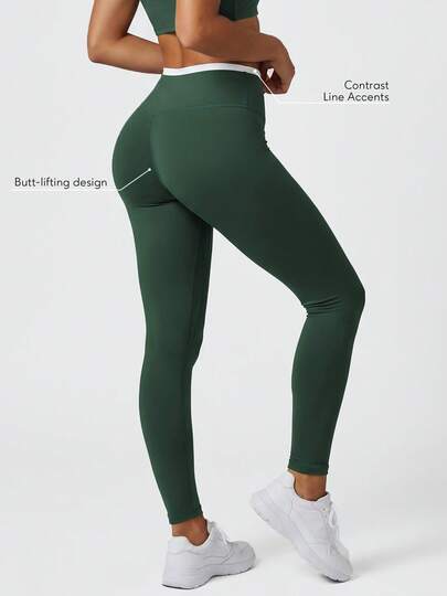 Sodalemon Quần yoga liền mạch phối màu tương phản dành cho nữ, quần tập thể dục, chạy bộ, hoạt động thể thao thường ngày.
