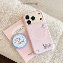 Giường ngủ từ tính GUCADI cho thú cưng + Ốp điện thoại mềm họa tiết chó kẻ caro xanh dương với vòng từ tính màu tím, tương thích với iPhone 17, 17 Pro Max, 16, 15, 13. Phong cách sáng tạo, hình học, hoạt hình, tươi mới và độc đáo, cá tính, phong cách . - Hồng - Xem 2