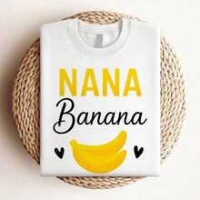 Short-Sleeved T-Shirt With A Round Neck And A One-Sided Banana Print, Perfect For Everyday Wear, Meetings, And Stylish Outfits In Spring And Summer. Unisex, Suitable For Casual Daily Outings, A Short-Sleeved Summer T-Shirt, A Retro Y2K Print T-Shirt. - 白色 - 查看 4