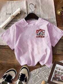 Women's Casual T-Shirt With Graphic Denim Print, Round Neck, Vintage Style, Comfortable, Short Sleeve For Everyday Wear, Summer Clothes For Ladies, Top, Women's Clothing - 白色 - 查看 10