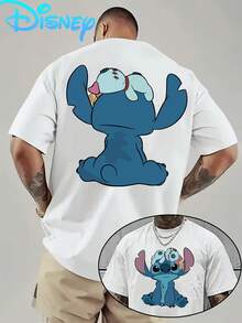 (Disney Licensed)Disney Lilo & Stitch Men's Loose Oversized Graphic T-Shirt, Stitch With Scrump Doll Back & Front Print Crew Neck Short Sleeve Casual Streetwear Tee, Cute Alien Dog Cartoon Cotton Blend Daily Wear Top, Mens Clothes, Men, Ropa De Hombre, Summer Clothes, Men Shirts, Graphic Tees, Disney Outfits Men, Graphic Tees, Camisetas Para Hombre, Camisas Para Hombre, Summer Outfits For Men, Father's Day Gift, Perfect Gift For Family And Friends, Which Are Necessary For Birthday Parties, Disney Shirts, Mens Clothes, Summer Clothes, Officially Licensed Disney T-Shirts, Disney Men's And Women's Spring/Summer Fashion Casual Short-Sleeve T-Shirts - trắng - Xem 1
