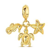 Mặt dây chuyền mạ vàng 18k thuộc bộ sưu tập mùa hè, phù hợp với vòng tay, đính đá CZ, hình dấu chân thú cưng đại dương, máy ảnh, cá mập, cá heo, sao biển, vỏ sò, ba mặt dây chuyền hình sinh vật biển. Món quà hoàn hảo cho phụ nữ và người yêu động vật. - Vàng - Xem 20