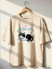 Cute And Kawaii Style Short-Sleeve T-Shirt, Fashionable Short-Sleeve T-Shirt For Spring And Summer 2026, Made In Mexico, 180 Grams. Cartoon Print, Couple Design, Suitable For Indoor Or Outdoor Wear. Crew Neck, Unisex, Ideal For Office And Leisure. One-Piece Pack. - APR-P631577SLNDXZGY594 - 查看 1