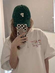 Women's Short-Sleeved T-Shirt With Colorful Letter Print, New Summer Fashion, Versatile Round Neck Design. Enhance Your Look With ZXTN. - 白色 - 查看 2