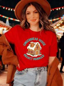 SimpieAndVersatileDesignCamiseta de casa de jengibre de algodón premium, estilo hip hop callejero, cómoda, resistente y con estampado gráfico único.CottonT-Shirt - Rojo - Ver 6