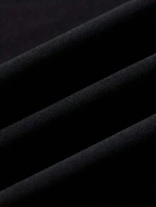 1 pieza de camiseta deportiva de manga corta para mujer a la moda |     Diseño estampado, lavable a máquina, cuello redondo cómodo, elasticidad media, adecuado para todas las estaciones, opciones multicolor, ideal para reuniones familiares, regalos para festivales y uso diario. 180g 100% algodón. - Negro - Ver 6