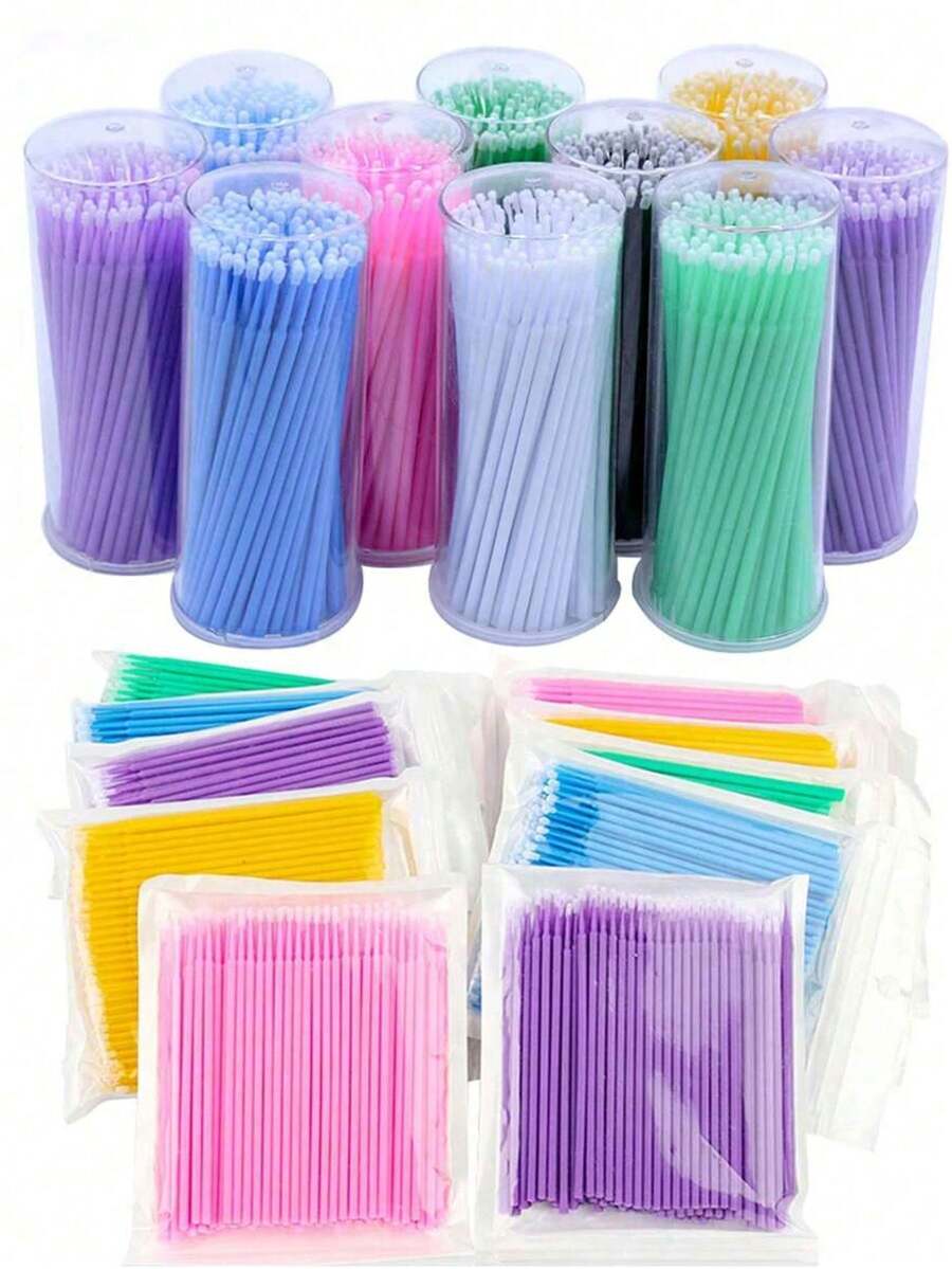 300/200/100/10pcs Eyelash Extension Cleaning Wipes, Eyelash Lift Brush, Glue Remover, Micro Eyelash Wand, Makeup Accessories Tools - Multicolor - View 1