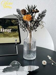 <Pure Glass, Endless Possibilities>, 1pc 100/150/200/250ml Transparent Glass Sprout Vase - Flower Small Vase - Retro Style Decorative Small Vase - Country Wedding Decoration Mini Retro Vase - Family Dining Table Flower Decorat - Clear - View 2
