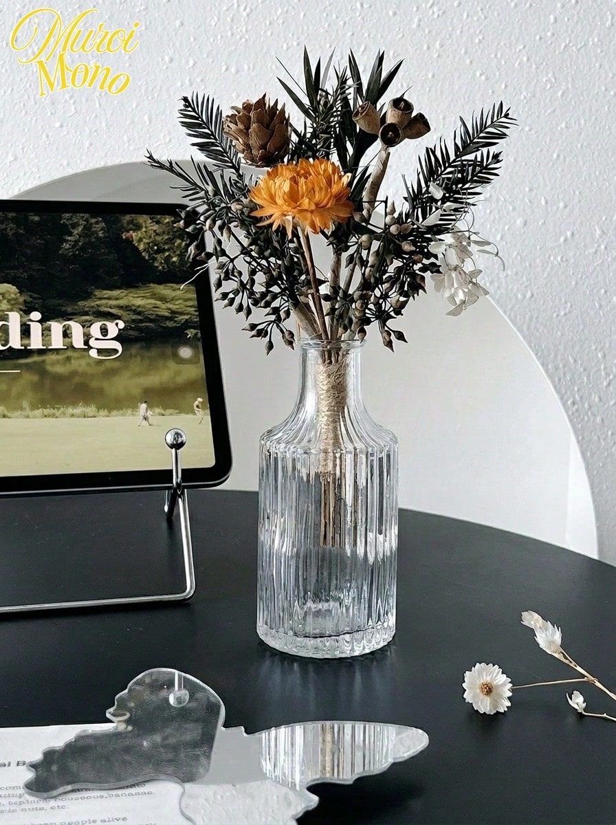 <Pure Glass, Endless Possibilities>, 1pc 100/150/200/250ml Transparent Glass Sprout Vase - Flower Small Vase - Retro Style Decorative Small Vase - Country Wedding Decoration Mini Retro Vase - Family Dining Table Flower Decorat