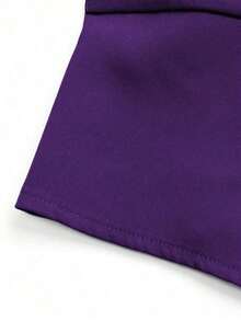 Chaleco minimalista de unicolor con cuello en V, sin mangas y con botones delanteros - Morado - Ver 3