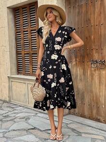 Women Midi Dresses - Black - View 6